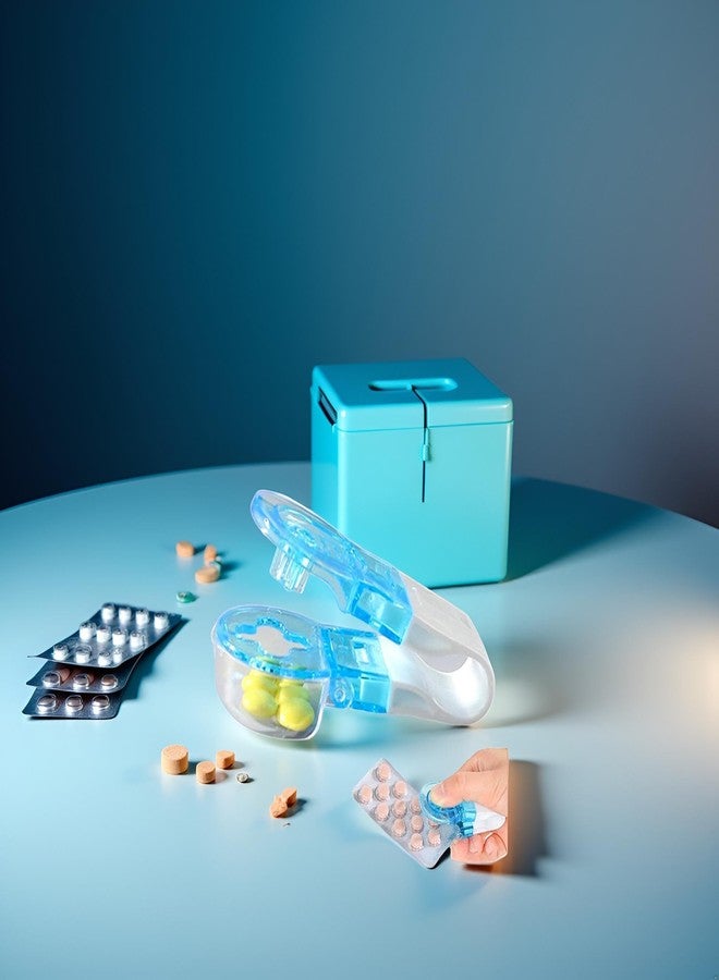 Zhuluck 1Pc Blue Portable Pill Taker, Tablets Pills Blister Pack Opener Assistance Tool, Pill Splitter Cutter, Travel Pill Taker,Pill Dispenser, Storage Box Medication Dispenser, for Splitter Cuts Pills - Image 4